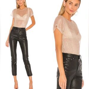 Lovers + Friends medium short sleeve sheer gold/pink shirt. Comfortable, soft